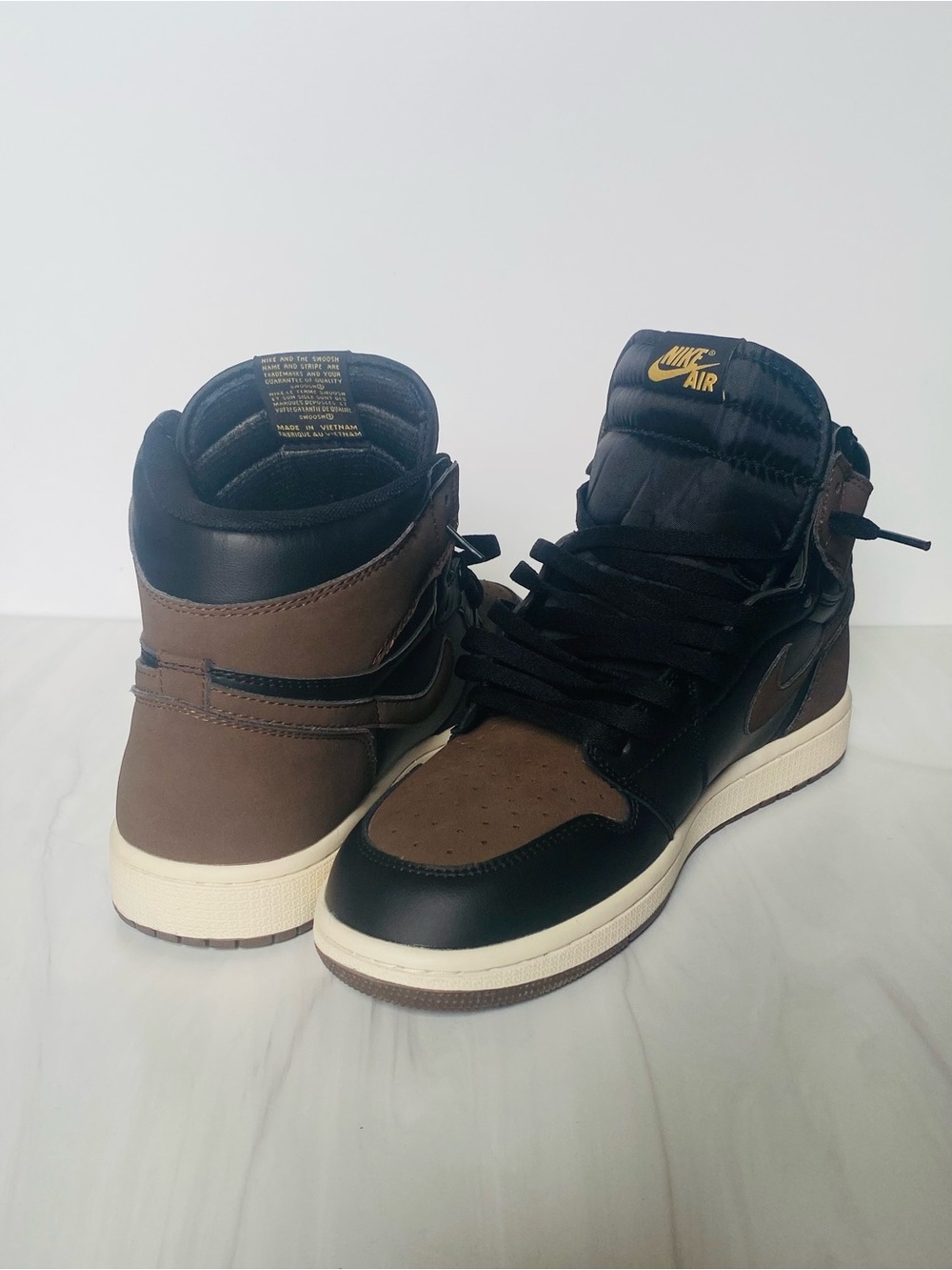 Jordan Air High-Top Sneakers in Brown & Black